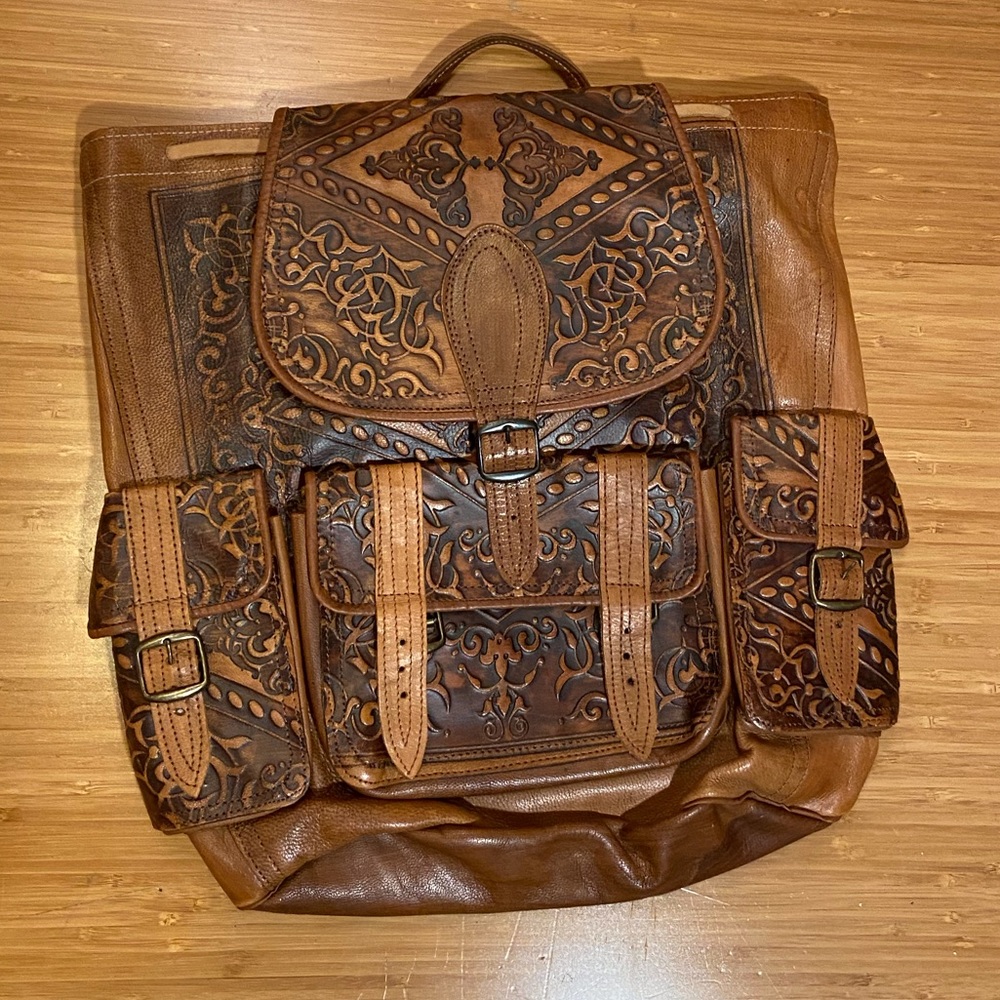 Handmade leather back pack